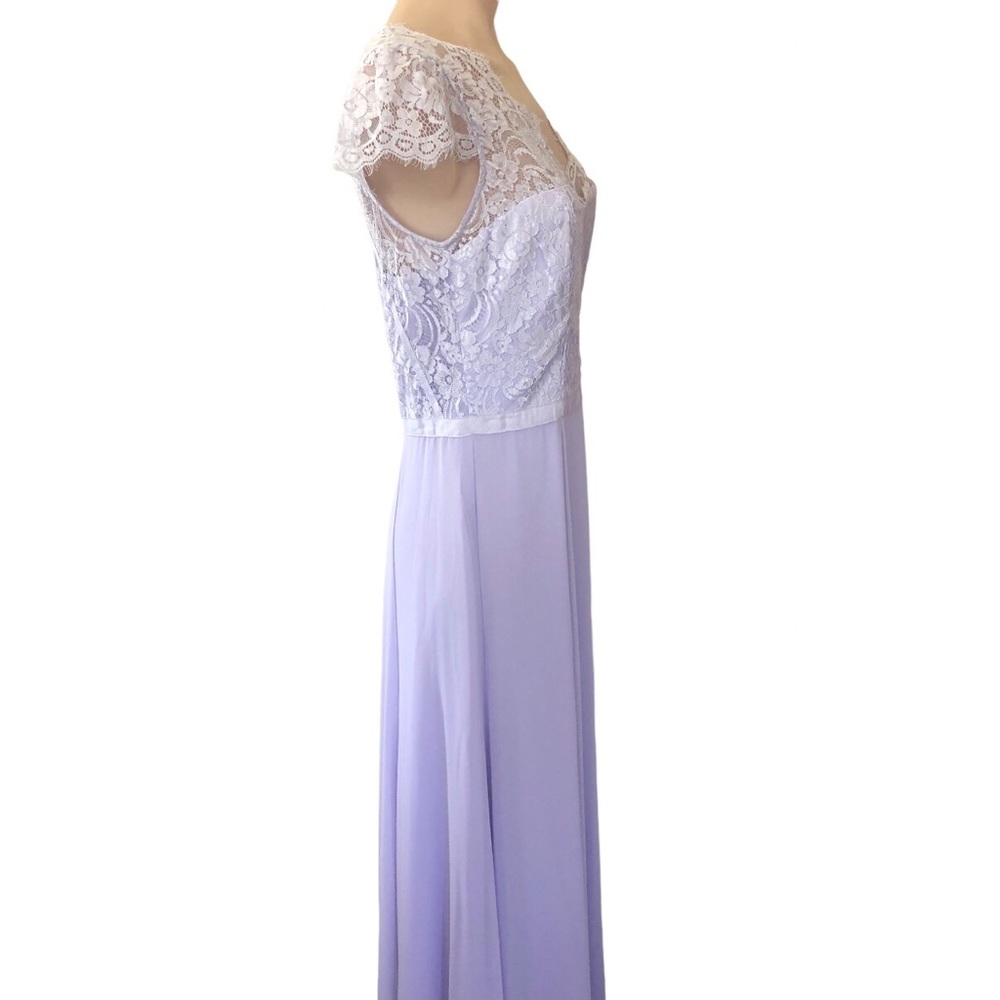 🌿 REVIEW 🌿 womans maxi dress purple capped sleeve lace elegant size 10 - Picture 4 of 11